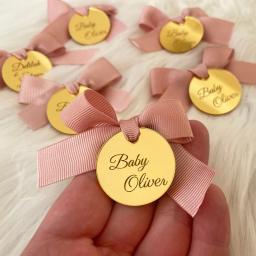 30 pçs personalizado ouro/prata redonda confetes decoração do casamento logotipo personalizado garrafa etiquetas baptismo festa de aniversário presente diy doces tags - Image 1