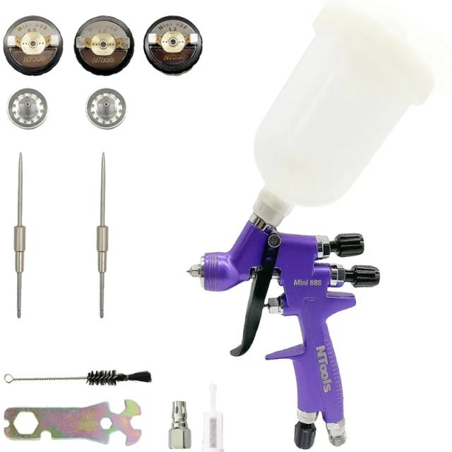 Pistola de Ar para Pintura Automotiva - Kit com Bicos de 1.2mm e 0.8mm e Tanque de 250CC