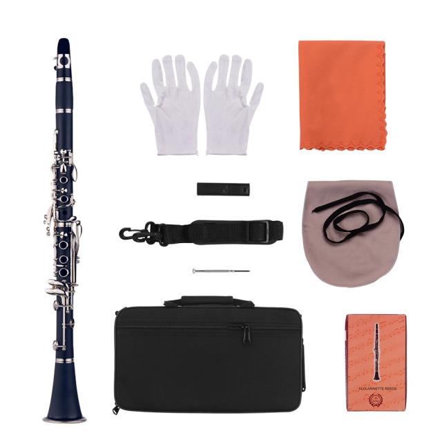 Conjunto Muslady de 17 Chaves para Clarinete BB com Estojo, Luvas, Pano de Limpeza, Chave de Fenda e 10 Reeds para Instrumentos de Sopro