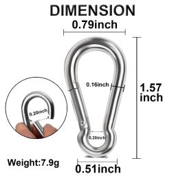 Mosquetão multifuncional de aço inoxidável com clipe Grande gancho de escalada durável Buckle Key Ring Decoração de viagem de bicicleta 10 20pcs - Image 6