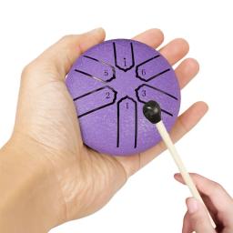 Aço Tongue Drum para Outdoors, Rain Drum Instrument, Mini Hand Drum, Ethereal Drum, Sticks, Percussão Drum Acessórios, 3 polegadas, 6 tons - Image 4