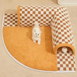 Túnel almofadado com bola de pelúcia para gato, cama caverna, tubo de túnel, brinquedos para cachorro, coelho, furão, 2 em 1 - Image 1