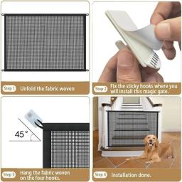 Folding No-Punch Pet Fence, Rede Isolada Malha, Escadas Portão, Barreira de Segurança, Gancho de Proteção, Gato e Cão Cercas, Pet - Image 5