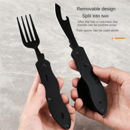 Utensílios de acampamento de aço inoxidável, 3-em 1, talheres dobráveis ao ar livre, colher, garfo, faca, conjunto de combinação, piquenique, viagens, portátil, Multitool - Image 2