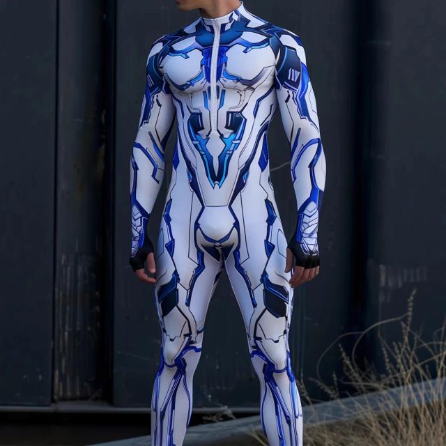 Cyberpunk masculino feminino armadura mecânica macacão festa de halloween cosplay steampunk traje festa lutador elástico bodysuits macacão