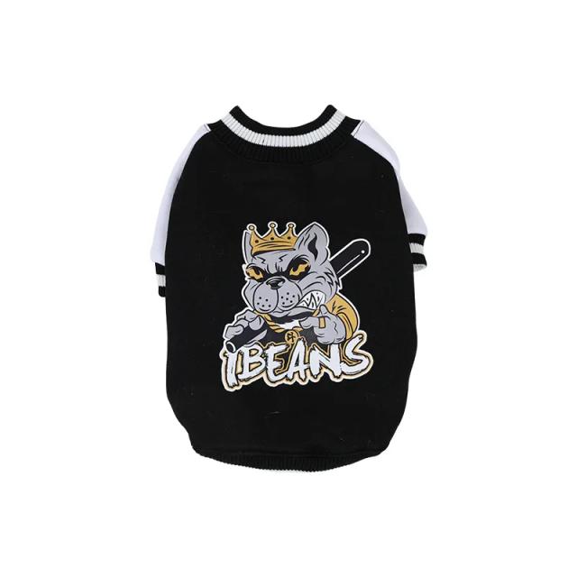 Moletom de Beisebol Quentinho para Cães de Pequeno e Médio Porte - Roupas Estilosas para Outono e Inverno