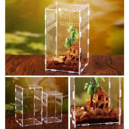 Caixa de reprodução de répteis acrílicos, terrário transparente, inseto, aranha, lagarto, escorpião, gaiola de alimentação, arbóreo - Image 1