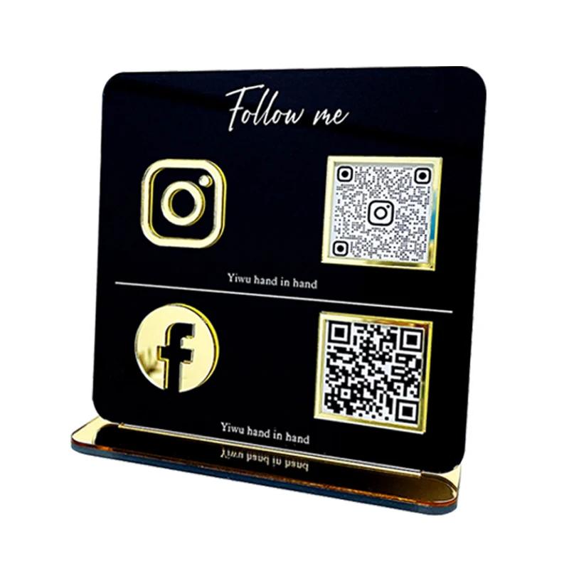 Ouro acrílico Social Media Signs, sinal personalizado do negócio, 2 ou 3 letras, código do pagamento - Image 1