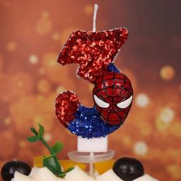 Maravilhas Spiderman Luz De Cera, Dígitos 0-9 Vela, Figuras De Ação Anime, Topper De Bolo, Aniversário, Decoração De Aniversário, Acessório De Festa - Image 1