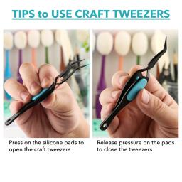 1pc de aço inoxidável curvado/reto pinças de ponta fina pinça de artesanato de aperto reverso para fazer cartão enfeites artesanais com facilidade - Image 6