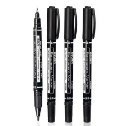 1/3 pçs/set marcadores permanentes de ponta dupla, ponta fina, (preto, azul, vermelho) tinta, 0.5mm-1mm papel cd vidro tecido pintura marcação - Image 6