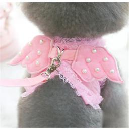 Guia para coleira de cachorro e gato, pequeno, pérola, fofo, asas de anjo, princesa, pet, cachorros, correias ajustáveis - Image 3