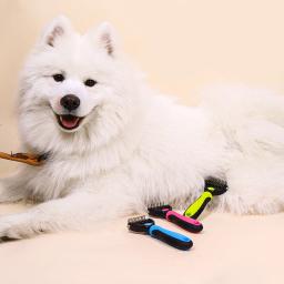 Dupla face Pet Grooming escova, derramamento e dematting Undercoat Rake pente para cães e gatos, 1PC - Image 2