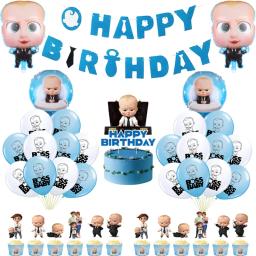 Balões de látex do bebê bossed folha de balões feliz aniversário banner decoração de festa menino dos desenhos animados bolo topper crianças brinquedo bola de ar - Image 1