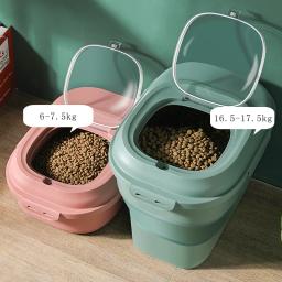 Recipiente de armazenamento de alimentos para cães de estimação dobrável 23l saco de caixa de comida de gato seco selo à prova de umidade com copo de medição gatinho produtos de maca - Image 4