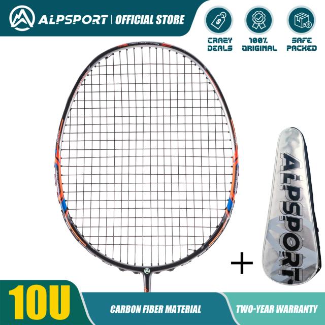 Alpsport Raquete de Badminton GJ 10U Ultra-leve Fibra de Carbono Profissional