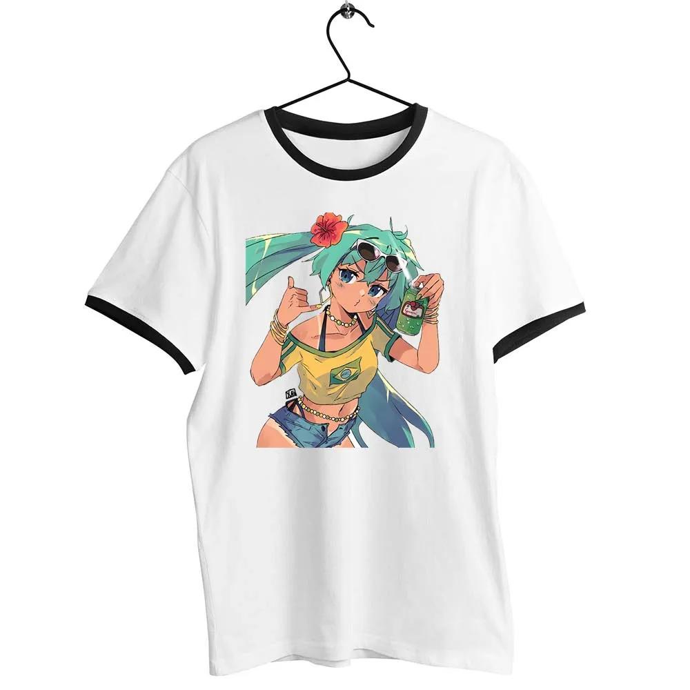 Brasileiro miku e cão camiseta masculina, unisex, preto, engraçado, obra de arte - Image 1