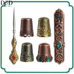 Estojo de agulha de metal estilo europeu tesoura vintage, toldo, dedal para bordado e artesanato, obra de arte - Image 1