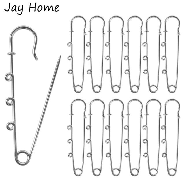 Broche de metal pesado para artesanato DIY - 10 alfinetes de segurança com 3 loops para jóias, roupas e projetos de costura