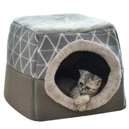 Casa de cachorro de inverno fechada quente, Tapete macio e confortável, Caverna de cães pequenos e gatos, Cama Igloo - Image 2