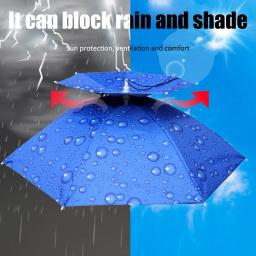 Portátil e dobrável chapéu guarda-chuva, impermeável, para pesca ao ar livre, camping, praia, tampa da cabeça, 55-95cm - Image 3