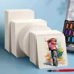 Papel de desenho profissional, papel de cor aquarela, quadrado ou redondo, cartão postal para pintura, material escolar, arte, 100g, 25 folhas - Image 1