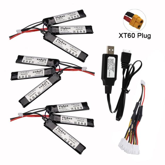 Bateria Lipo 11.1V 2200mAh com Carregador para Pistolas de Água e Airsoft RC