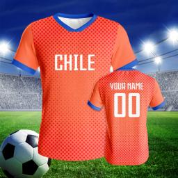 Camisa de futebol personalizada do Chile, camisa de futebol respirável de secagem rápida, nome personalizado, número, uniforme esportivo para fãs, homens, mulheres, jovens - Image 4