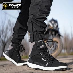 Homens botas de motocicleta respirável anti-queda piloto de corrida de estrada sapatos casuais botas mudança de engrenagem sola de borracha reflexiva sapatos de moto - Image 2
