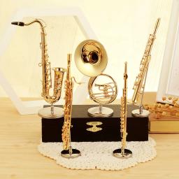 Mini Trompete Trombone Modelo, trompa saxofone, flauta em miniatura Clarinete, exibição de instrumentos musicais, ornamentos decorativos - Image 6