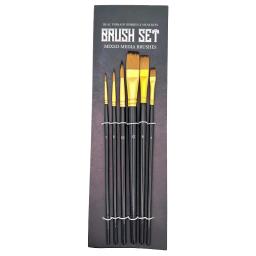 6 pçs conjunto de pincel pintura artista preto punho de madeira óleo acrílico aquarela escova para o corpo rosto rocha desenho da lona arte artesanato - Image 6