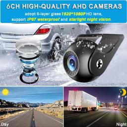 10,1 polegadas 6 canais sistema de monitor de câmera de veículo tela sensível ao toque 1080 p ahd câmeras de backup invertendo estacionamento dvr para caminhão/ônibus/rv suporte full hd Visão Noturna Starlight - Image 3