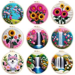 Flores artesanais Agulha Felting Starter Kits, Conjunto De Pintura De Bordados, Artesanato Presente DIY, Feltro Decoração De Casa - Image 1