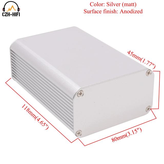 Caixa de Alumínio para Amplificador DIY - Chassis Prata e Preto para Projetos de Áudio e Rádio - Dimensões 118x80x45mm