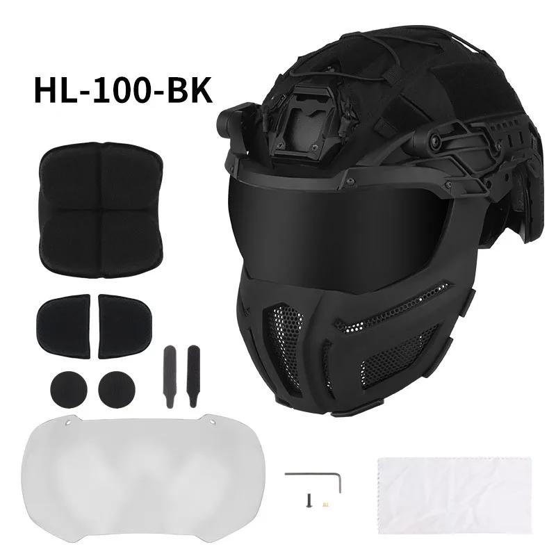 Rápido capacete totalmente protegido versão removível óculos máscara, Circunferência da cabeça ajustável, Equipamento de proteção Prop - Image 1