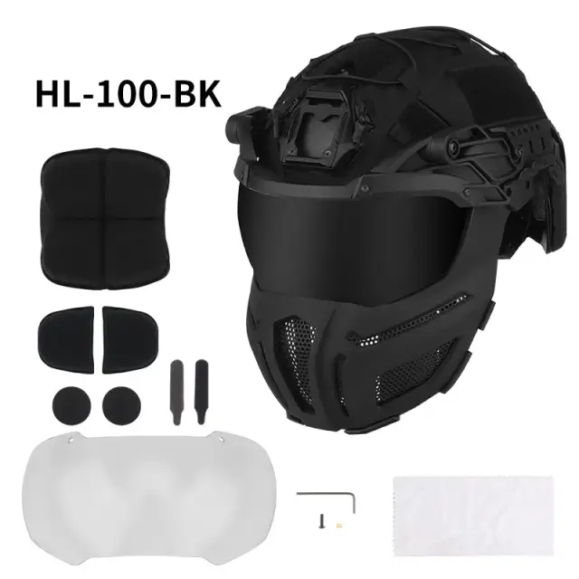 Capacete Removível com Óculos e Máscara: Proteção Rápida e Ajustável para Todos os Tamanhos de Cabeça