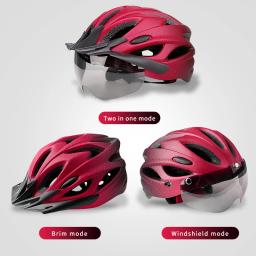 X-TIGER capacete de ciclismo integralmente moldado capacete de bicicleta luzes led mtb capacete de bicicleta ultraleve esportes seguro chapéu com óculos viseira - Image 3