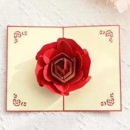 1pc 3d estéreo rosa cartões convite de casamento cartões de bênção presentes de casal rosas românticas amor cartões de felicitações - Image 2