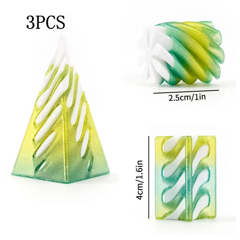 3 pçs descompressão rotativa espiral cone impossível pirâmide passsthrough escultura 3d impresso brinquedo tridimensional ה  - Image 1