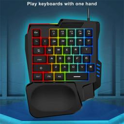 Teclado para jogos com fio USB de mão única, Retroiluminação RGB, Mini teclado para gamer, Computador portátil, Desktop, PC, Ergonômico, 35Key - Image 1