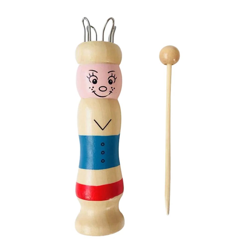 Boneca de madeira corda tricô bordado crianças artesanal diy tear trançado fabricante fio lã conjunto crochê ferramenta knitter acessório ferramenta - Image 1