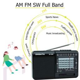 XHDATA-Receptor de Rádio Portátil, FM, AM, SW, 4 Ω, 3W, FM, Suporte TF Card, MP3, Leitor de Música, D328 - Image 1