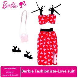 Autêntico barbie boneca moda conjunto de roupas guarda-roupa vestir-se meninas brinquedo acessórios crianças playtime bonecas realistas - Image 4