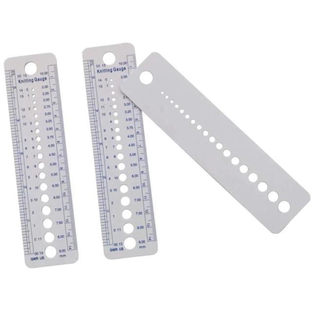 Régua de Medição para Tricô: Conjunto de 3 Peças com Calibragem em Polegadas e Centímetros para EUA, Canadá e Reino Unido - Tamanhos de 2 a 10mm