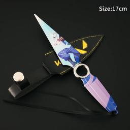 Facas de metal com coldre, arma Valorant, JETT Kunai, faca modelo, espada Cosplay, presentes brinquedos para criança, 17cm - Image 2