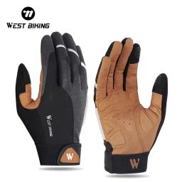 WEST BIKING-Luvas de ciclismo de dedo meio longo antiderrapante para homens e mulheres, almofada 3D, luvas de bicicleta respiráveis, luvas de bicicleta MTB, luvas esportivas - Image 1