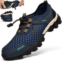 Tênis esportivo de malha antiderrapante leve respirável masculino, tênis de corrida casual, moda montanhismo, viagem ao ar livre, verão - Image 1