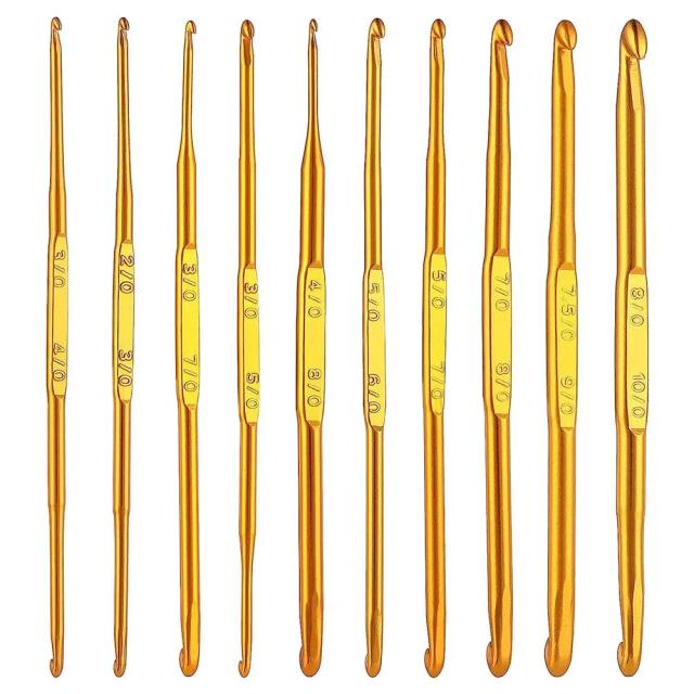 Ganchos de Crochê Double End em Ouro e Alumínio para DIY em Tricô e Artesanato