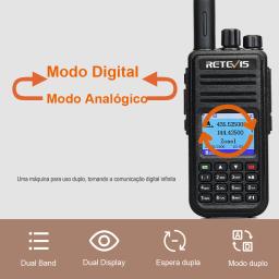 Retevis RT3S radio de comunicação DMR walkie talkie radio cominicador longo alcance FM portátil Digital rádio amador UHF VHF Profesional walkie talkies longa distância radioamador GPS APRS 5W - Image 2