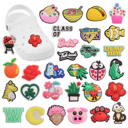 Encantos da sapata do PVC para crianças, dinossauro, macaco, queque, taco, flor, acessórios, ajuste do botão para DIY, presente do X-mas, 1PC - Image 1